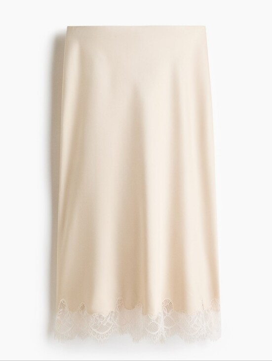 H&M Dresses & Skirts - H&M Lace Midi Trimmed Slip Skirt